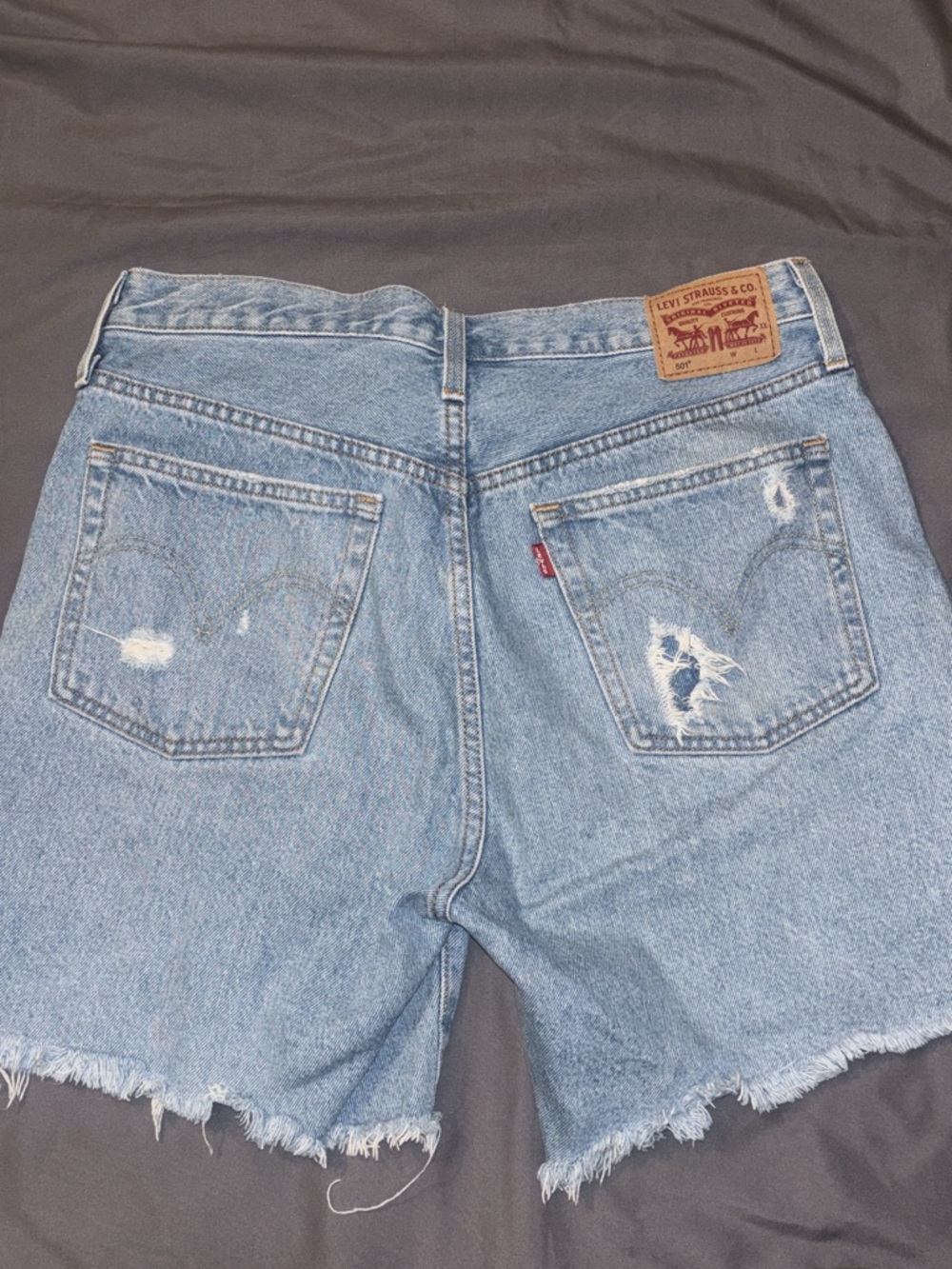 Levi's Light Blue Distressed Denim Cutoff Shorts